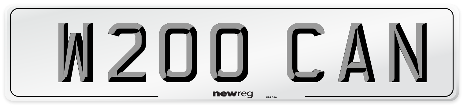 W200 CAN Number Plate from New Reg